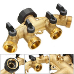 Garden Watering Agricultural Irrigation Family Car Wash Faucet Copper 4-way Ball Valve Water Divider, European Thread, American Thread