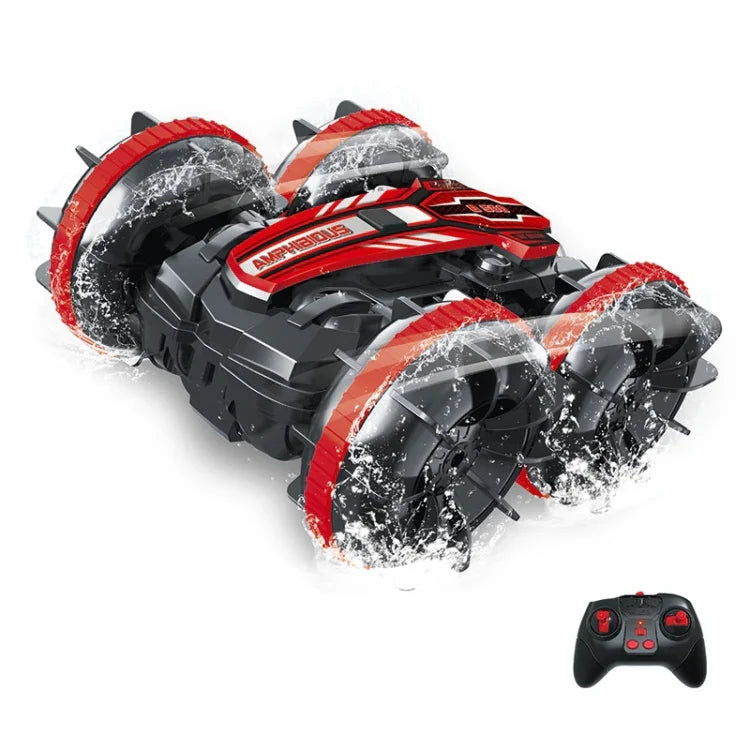 Carro de Controlo Remoto Acrobático Anfíbio 2.4G com Condução de Rolamento Duplo para Crianças Brinquedos Elétricos, Vermelho, Verde