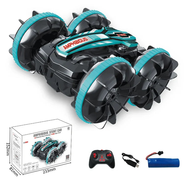Carro de Controlo Remoto Acrobático Anfíbio 2.4G com Condução de Rolamento Duplo para Crianças Brinquedos Elétricos, Vermelho, Verde