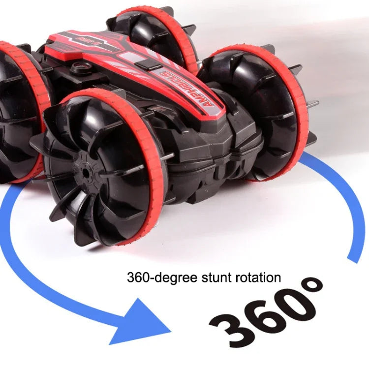 Carro de Controlo Remoto Acrobático Anfíbio 2.4G com Condução de Rolamento Duplo para Crianças Brinquedos Elétricos, Vermelho, Verde