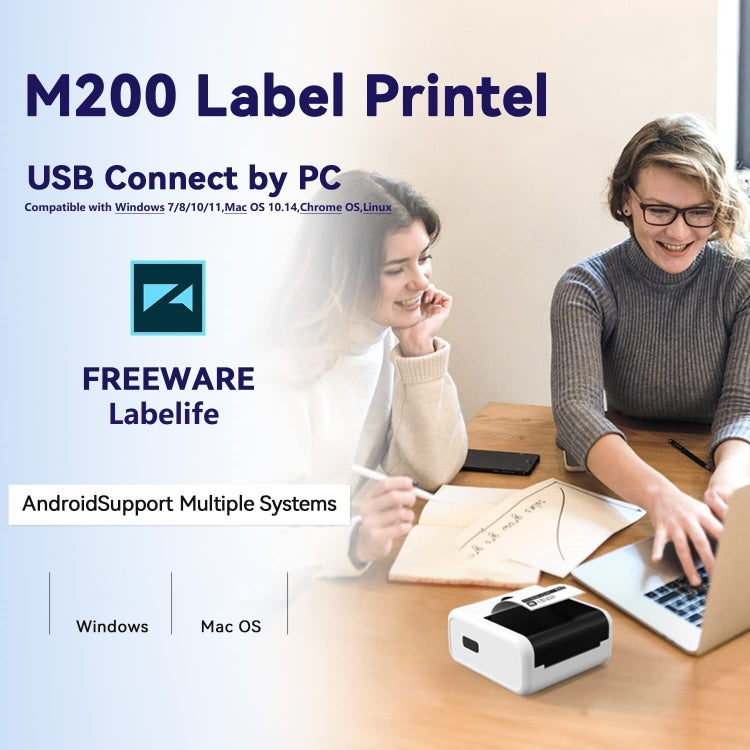 Impressora Térmica Portátil Bluetooth Phomemo M200 para Etiquetas com Código QR, M200