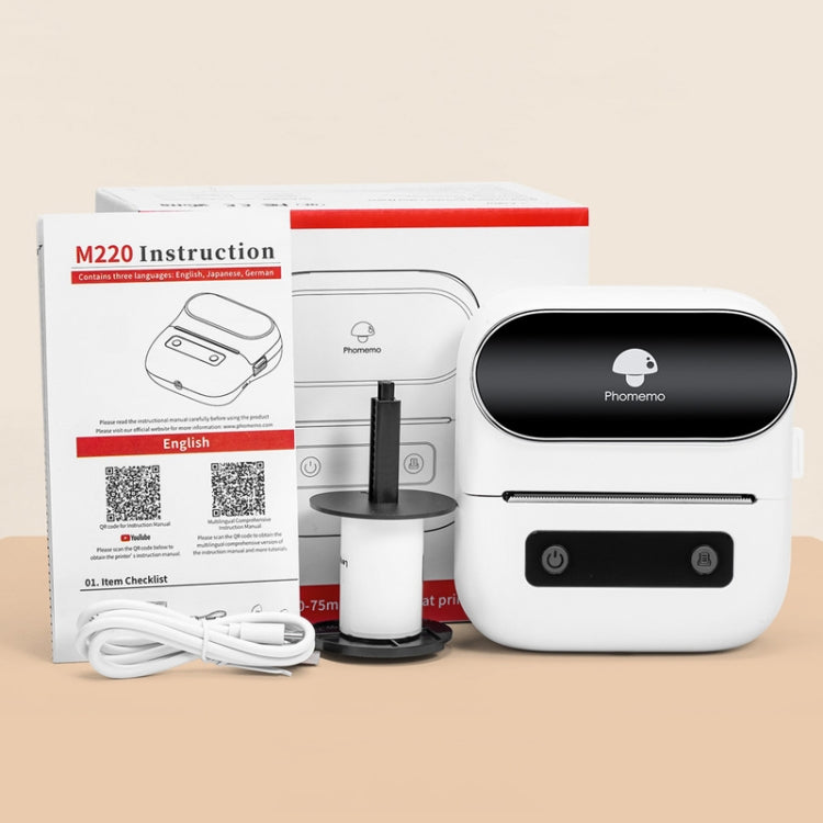 Impressora de Etiquetas Térmicas Bluetooth Phomemo M220 para Etiquetas de Joalharia e Roupa, M220