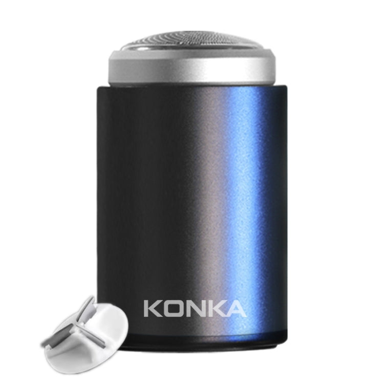 KONKA Mini Aparelho de Barbear Portátil à Prova de Água para Homens, Preto, Preto + 1 Cabeça de Lâmina, Preto + 3 Cabeças de Lâmina