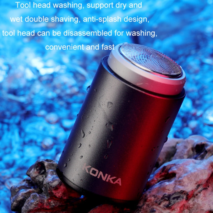 KONKA Mini Aparelho de Barbear Portátil à Prova de Água para Homens, Preto, Preto + 1 Cabeça de Lâmina, Preto + 3 Cabeças de Lâmina