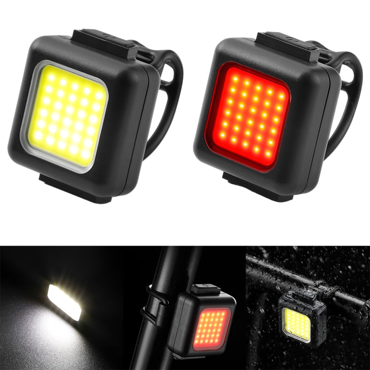 Lâmpada COB para Bicicleta de Montanha Mini USB Recarregável, Impermeável, Luz de Cabeça Branca, Luz Traseira Vermelha, Luz de Cabeça Branca + Luz Traseira Vermelha