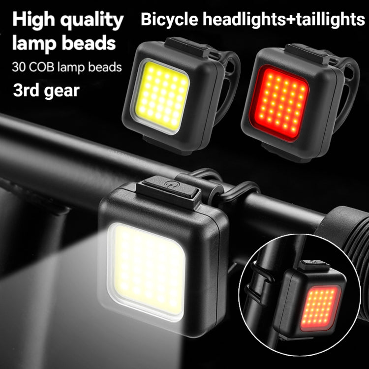 Lâmpada COB para Bicicleta de Montanha Mini USB Recarregável, Impermeável, Luz de Cabeça Branca, Luz Traseira Vermelha, Luz de Cabeça Branca + Luz Traseira Vermelha
