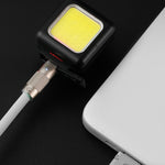Lâmpada COB para Bicicleta de Montanha Mini USB Recarregável, Impermeável, Luz de Cabeça Branca, Luz Traseira Vermelha, Luz de Cabeça Branca + Luz Traseira Vermelha