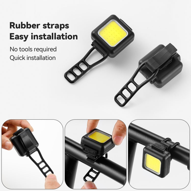 Lâmpada COB para Bicicleta de Montanha Mini USB Recarregável, Impermeável, Luz de Cabeça Branca, Luz Traseira Vermelha, Luz de Cabeça Branca + Luz Traseira Vermelha