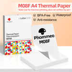 Papel Térmico para Impressão Phomemo M08F 200 Folhas Compatível com MR.IN Brother Pocket Jet / MT800, Papel Térmico A4, Papel Térmico A4 Dobrável, Papel Térmico Carta, Papel Térmico Carta Dobrável