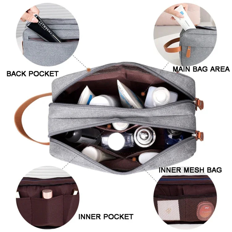 Bolsa de Higiene de Viagem Masculina de Dupla Camada Acessórios de Viagem Bolsa Portátil à Prova de Humidade