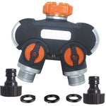 Divisor de Água para Irrigação e Rega de Jardim com Uma Entrada e Duas Saídas, com Adaptador de Plástico, com Adaptador de Latão, com Conector Europeu com Rosca, com Conector Europeu com Rosca + Conector de Bico de Plástico