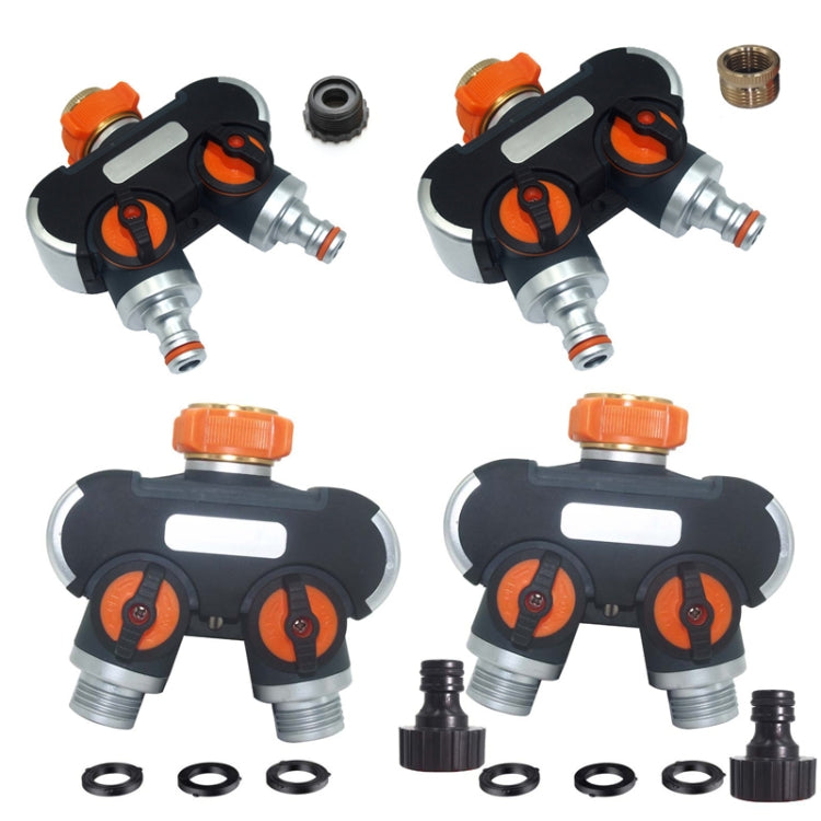 Divisor de Água para Irrigação e Rega de Jardim com Uma Entrada e Duas Saídas, com Adaptador de Plástico, com Adaptador de Latão, com Conector Europeu com Rosca, com Conector Europeu com Rosca + Conector de Bico de Plástico