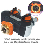 Divisor de Água para Irrigação e Rega de Jardim com Uma Entrada e Duas Saídas, com Adaptador de Plástico, com Adaptador de Latão, com Conector Europeu com Rosca, com Conector Europeu com Rosca + Conector de Bico de Plástico