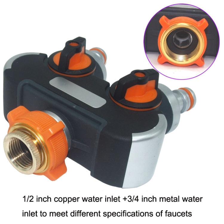 Divisor de Água para Irrigação e Rega de Jardim com Uma Entrada e Duas Saídas, com Adaptador de Plástico, com Adaptador de Latão, com Conector Europeu com Rosca, com Conector Europeu com Rosca + Conector de Bico de Plástico