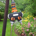 Divisor de Água para Irrigação e Rega de Jardim com Uma Entrada e Duas Saídas, com Adaptador de Plástico, com Adaptador de Latão, com Conector Europeu com Rosca, com Conector Europeu com Rosca + Conector de Bico de Plástico