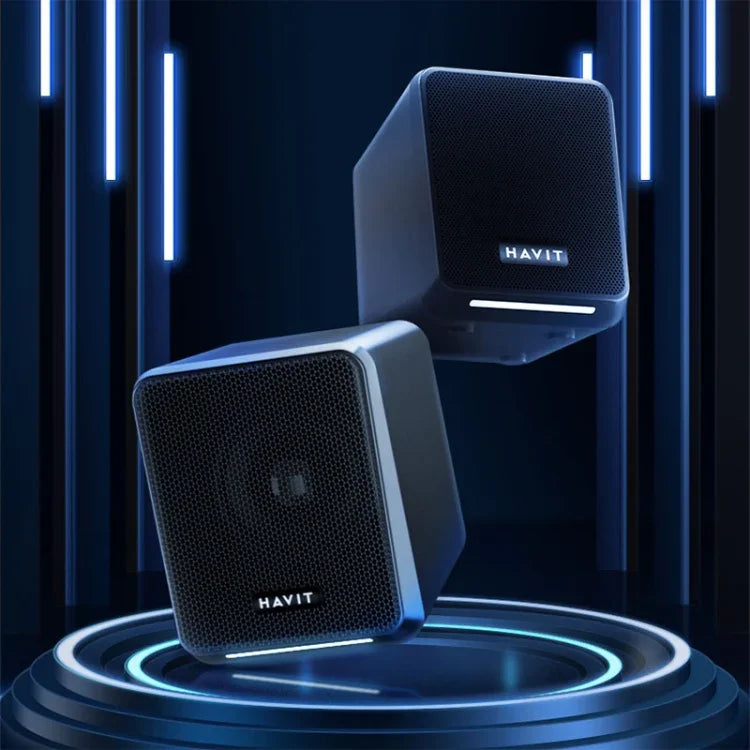 Coluna Estéreo de Som Ambiente Colorido com Fios Havit A20 Plus, Preto, Versão Bluetooth