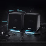 Coluna Estéreo de Som Ambiente Colorido com Fios Havit A20 Plus, Preto, Versão Bluetooth