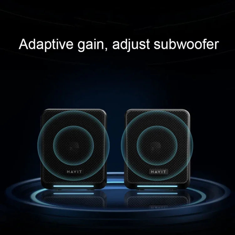Coluna Estéreo de Som Ambiente Colorido com Fios Havit A20 Plus, Preto, Versão Bluetooth