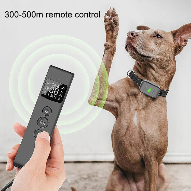 Treinador Inteligente para Cães com Choque Elétrico Impermeável Recarregável e Controlo Remoto para Parar Latidos