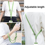 Mobile Phone Messenger Lanyard Adjustable Wide Hanging Neck Sling, Matcha Green, Gem Blue, Dark Purple, Orange, Silver, Classic Black