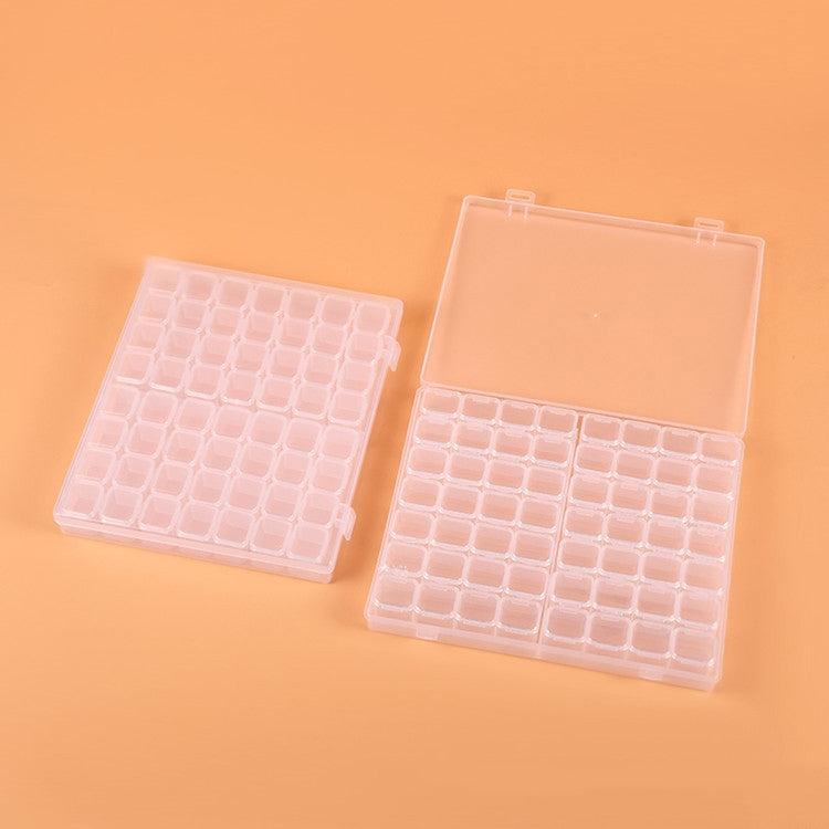 Caixa de armazenamento transparente em plástico com 56 compartimentos para joias, arte de unhas, strass e contas, Transparente, Colorida