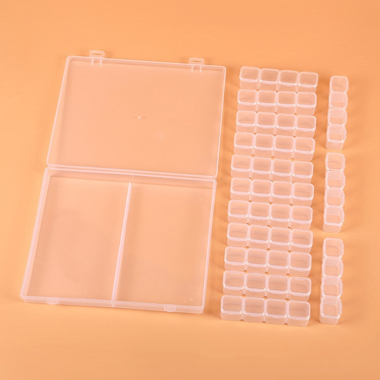Caixa de armazenamento transparente em plástico com 56 compartimentos para joias, arte de unhas, strass e contas, Transparente, Colorida