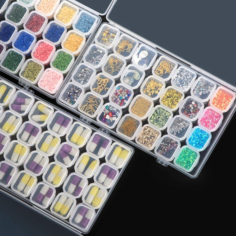 Caixa de armazenamento transparente em plástico com 56 compartimentos para joias, arte de unhas, strass e contas, Transparente, Colorida