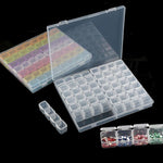 Caixa de armazenamento transparente em plástico com 56 compartimentos para joias, arte de unhas, strass e contas, Transparente, Colorida