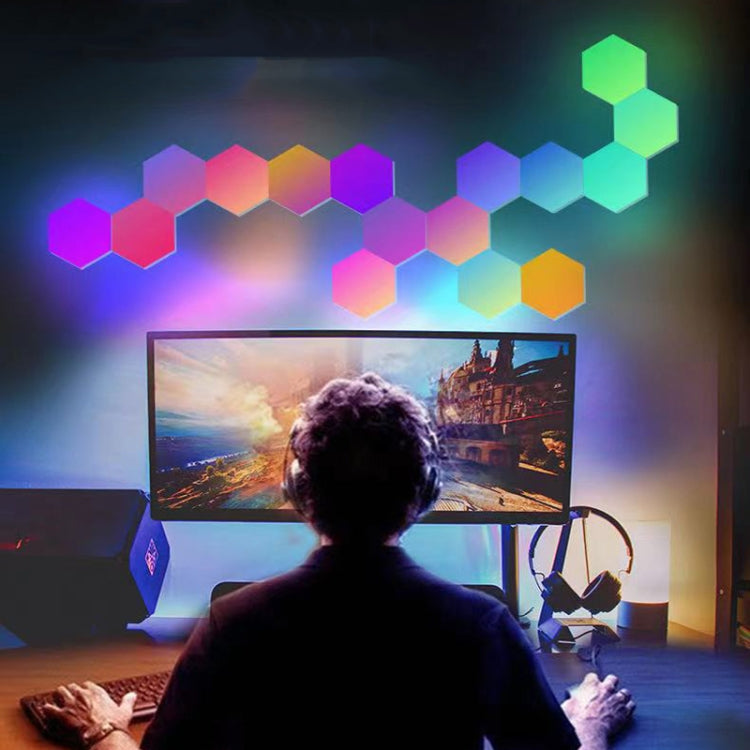Luzes hexagonais RGB Symphony DIY para ambiente de cabeceira, lâmpada de parede inteligente em favo de mel, conjunto de 10 peças, conjunto de 12 peças