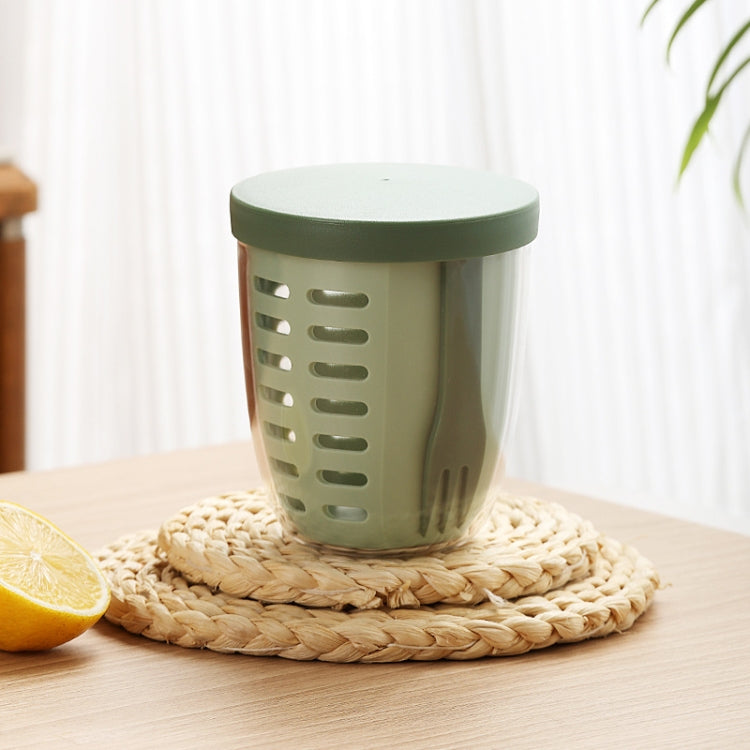 Copo para Snacks de Frutas e Legumes de 600ml com Tampa e Garfo, Caixa de Salada Hermética e à Prova de Fugas