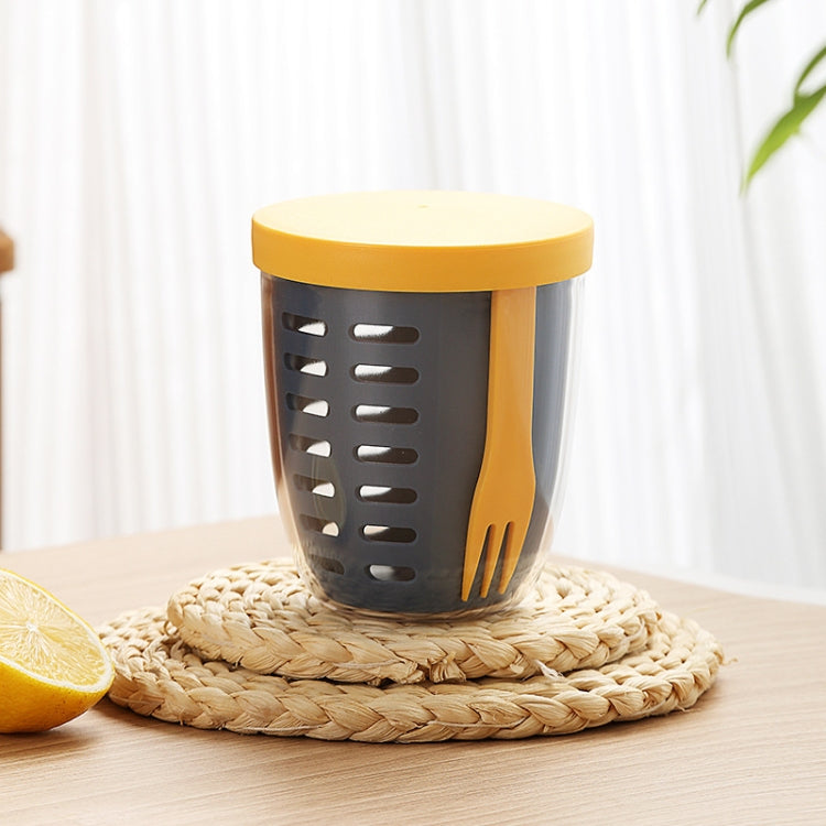 Copo para Snacks de Frutas e Legumes de 600ml com Tampa e Garfo, Caixa de Salada Hermética e à Prova de Fugas