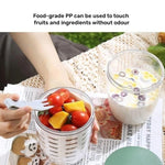 Copo para Snacks de Frutas e Legumes de 600ml com Tampa e Garfo, Caixa de Salada Hermética e à Prova de Fugas