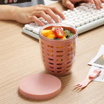Copo para Snacks de Frutas e Legumes de 600ml com Tampa e Garfo, Caixa de Salada Hermética e à Prova de Fugas