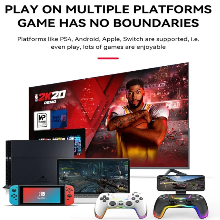 Aderência Bluetooth Sem Fios com Luzes Coloridas Para PS4