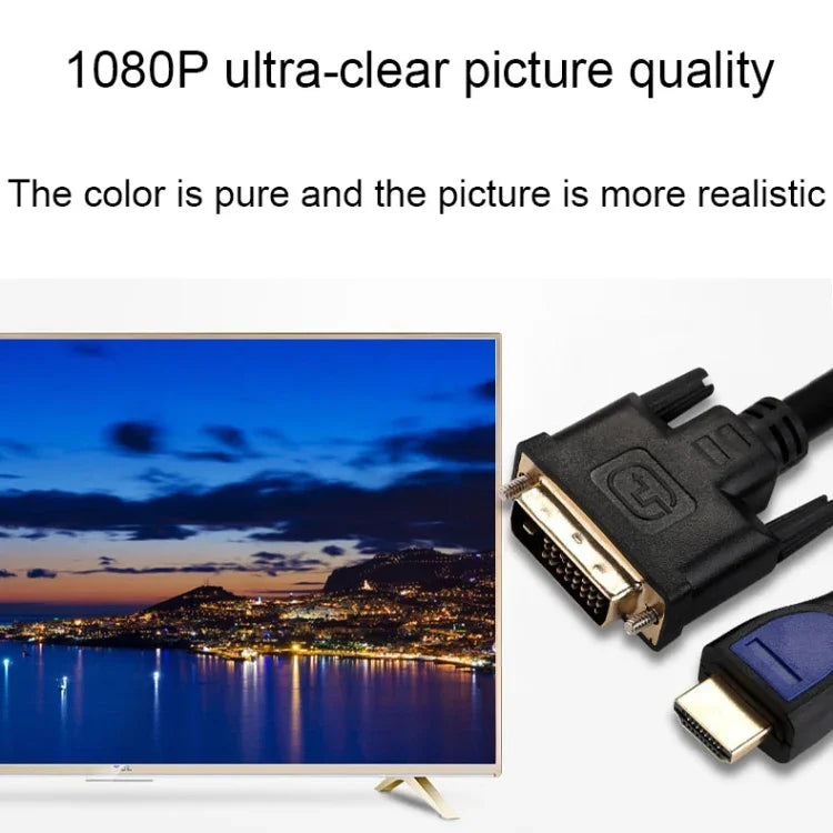 Cabo HDMI 3m para DVI 24+1P 1080P Bidirecional HD para Ligação de Computador a Monitor, HDMI para DVI