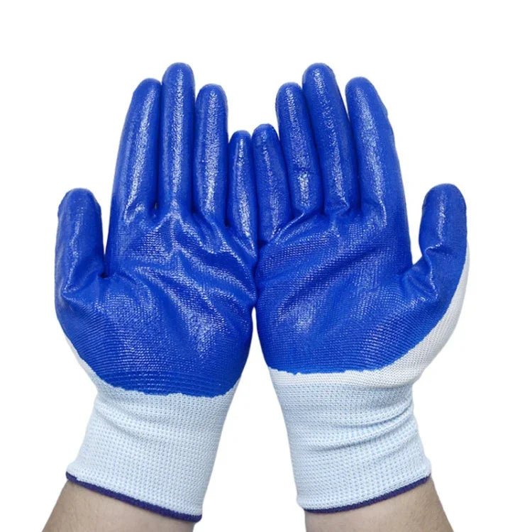 2pcs /Pair Work Safety Gloves Abrasion And Oil Resistant Nitrile Half Rubber Gloves