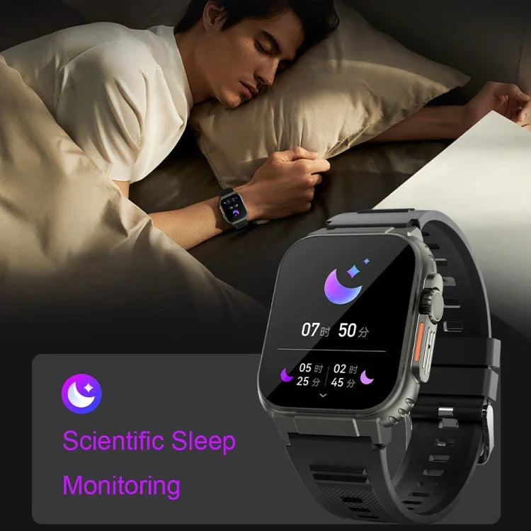 Relógio Inteligente Multifuncional A70 com Monitorização de Saúde, Ecrã de 1,96 polegadas, IP68 Impermeável, Chamadas Bluetooth, Preto, Laranja