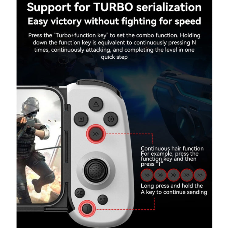 Comando Retrátil Bluetooth D6 Gamepad com Seis Eixos e Sensor de Movimento Para Android/iPhone/Switch, D6 Preto, D6 Branco e Preto, D6 Branco e Vermelho