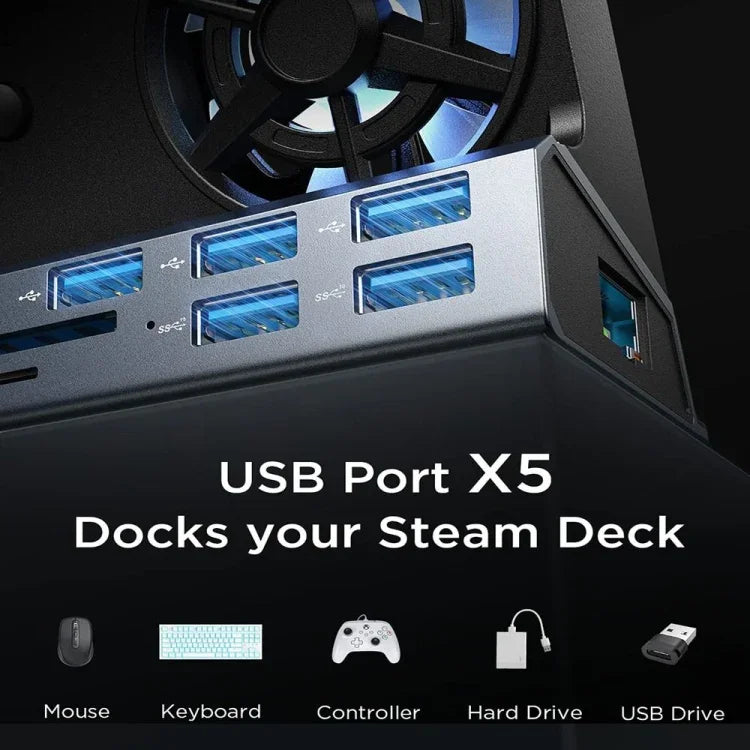 Suporte para Consola de Jogos ASUS ROG Ally 100W PD com Estação de Acoplamento USB 3.0 Multifuncional, 5 em 1, 6 em 1, 9 em 1, 10 em 1