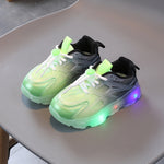Ténis para Meninas WISDOMFROG com Luz LED, Ténis de Malha Degradê para Meninos, Calçado Infantil, 21, 22, 23, 24, 25, 26, 27, 28, 29, 30