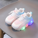 Ténis para Meninas WISDOMFROG com Luz LED, Ténis de Malha Degradê para Meninos, Calçado Infantil, 21, 22, 23, 24, 25, 26, 27, 28, 29, 30