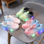 Ténis para Meninas WISDOMFROG com Luz LED, Ténis de Malha Degradê para Meninos, Calçado Infantil, 21, 22, 23, 24, 25, 26, 27, 28, 29, 30