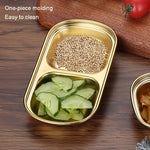 Stainless Steel Square Sauce Dish Hotpot Seasoning Disc Barbecue Tableware, 1 Grid (Silver), 2 Grid (Silver), 3 Grid (Silver), 4 Grid (Silver), 1 Grid (Gold), 2 Grid (Gold), 3 Grid (Gold), 4 Grid (Gold)