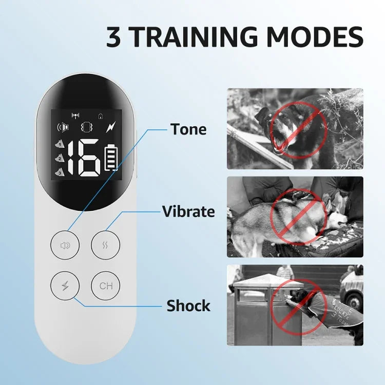 Colar de Choque Inteligente Impermeável para Animais Dispositivo de Treino para Cães com Controlo Remoto, Para-Um-Cão, Para-Dois-Cães