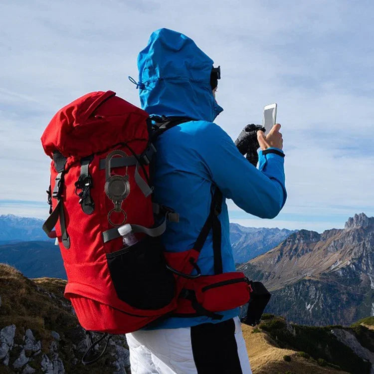 Mochila de Escalada Flexível Fivela Retrátil com Carretel para Cartões, Chaveiro Desportivo, Flexível
