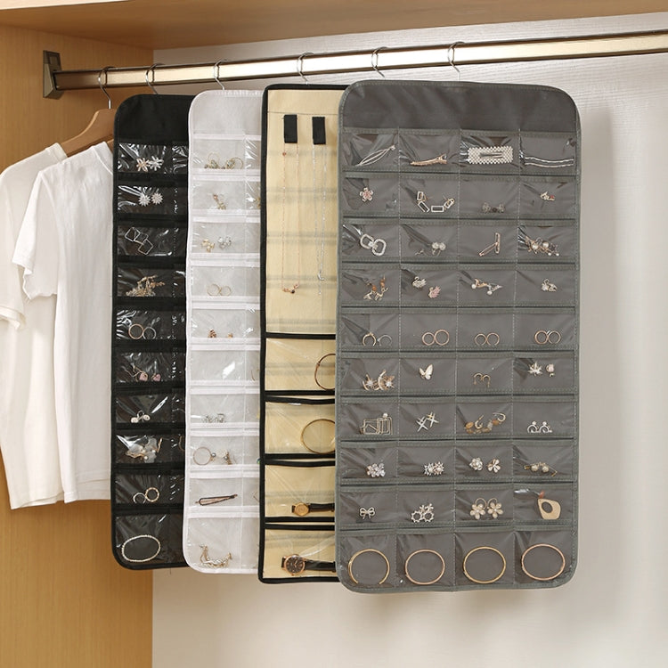 Saco pendurado para armazenamento de joias com 48 compartimentos, tecido não tecido, organizador de joias duplo lado