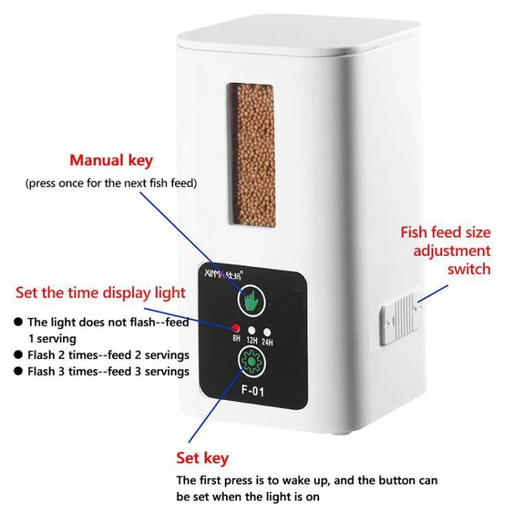 XINMA F-01 Dispositivo Automático de Alimentação para Aquário 400ml Alimentador Inteligente com Temporizador de Alta Capacidade