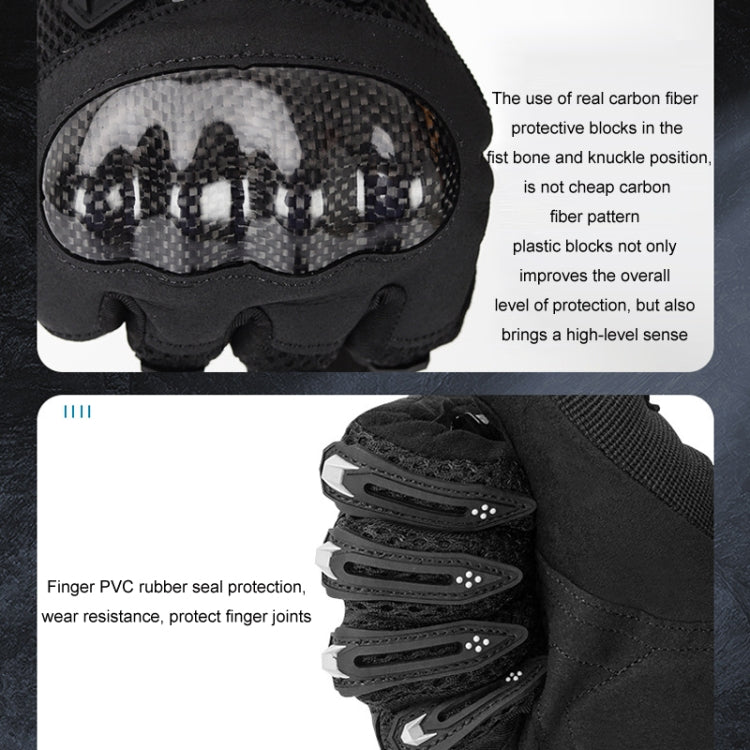Luvas de Fibra de Carbono Respirável Antiderrapantes para Motociclista SOMAN, M, L, XL, XXL
