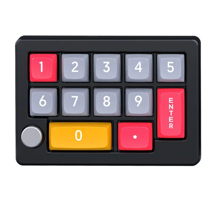 MKESPN Teclado Mecânico com 13 Teclas RGB, Programação Macro Multifuncional com Botão Giratório, Com Fios