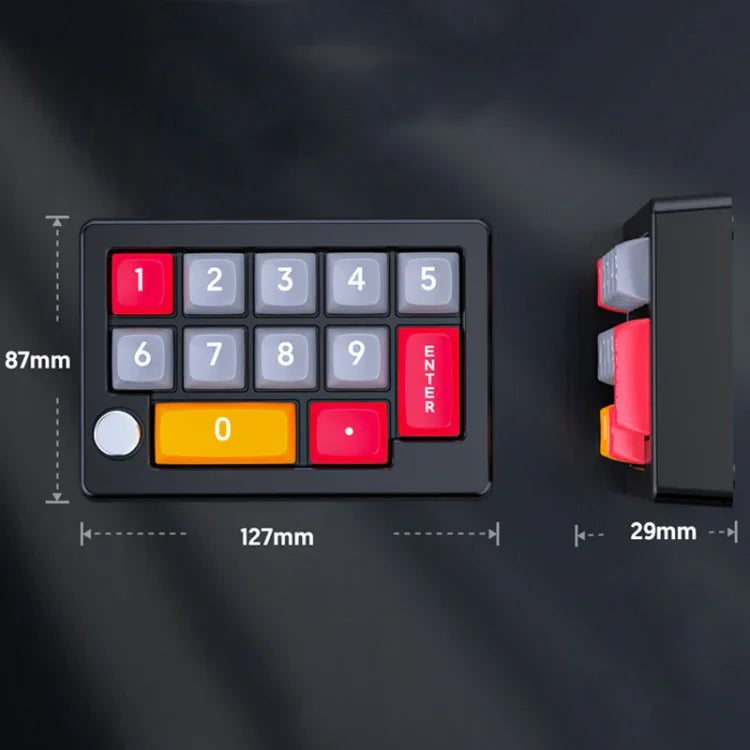 MKESPN Teclado Mecânico com 13 Teclas RGB, Programação Macro Multifuncional com Botão Giratório, Com Fios
